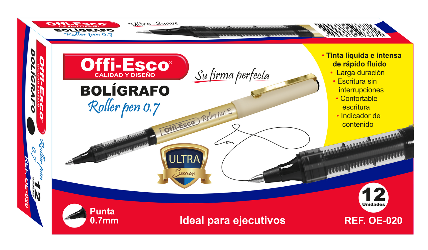 Bolígrafo roller pen OE-020 ROLLER TINTA/LIQ 0.7 D12 AZUL