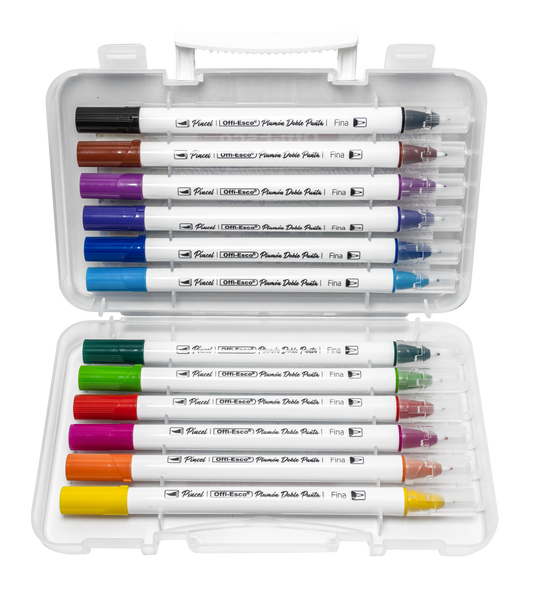 Marcadores punta pincel Doble punta x 12 Unds OE-096