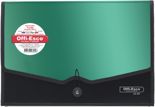 Archivador 13 bolsillos oficio sin manija metalizado OE-465