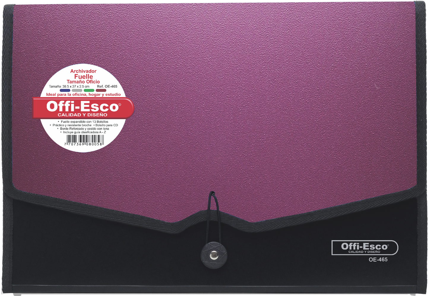 Archivador 13 bolsillos oficio sin manija metalizado OE-465