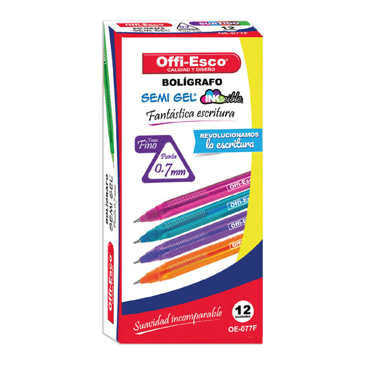 Bolígrafo semi gel 0.7 m OE-077F SURTIDO DOCENA