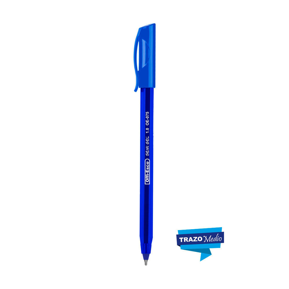 Bolígrafo Azul semi gel 1.0 m trazo medio super suave docena