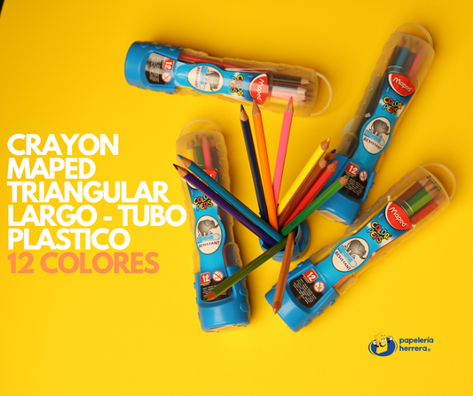 Crayón de Madera Color Peps Triangular Resistant Largo 12 Colores Tubo Plastico