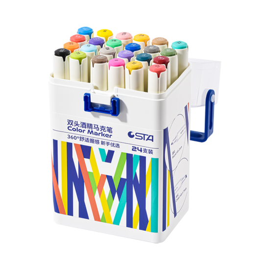 Marcador Permanente STA Doble Punta – Set de 24 Colores