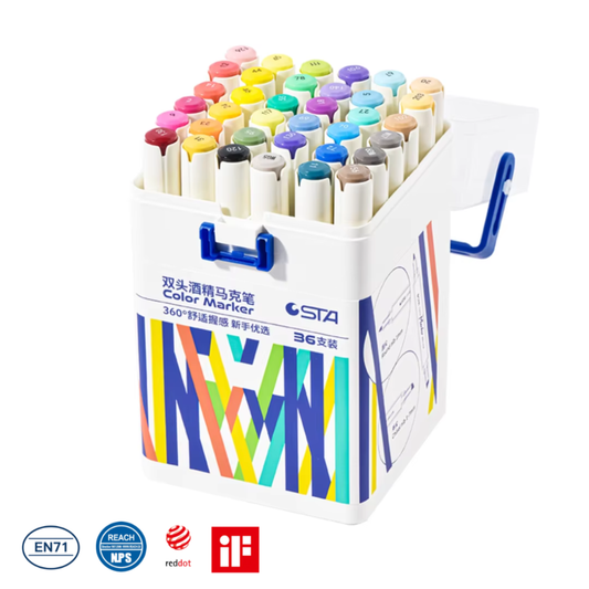 Marcador Permanente STA Doble Punta – Set de 36 Colores