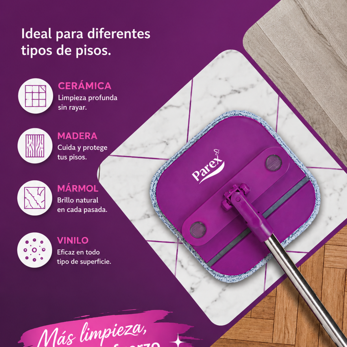 Trapeador Automático Parex Wondero – Sistema que Separa Agua Limpia y Sucia