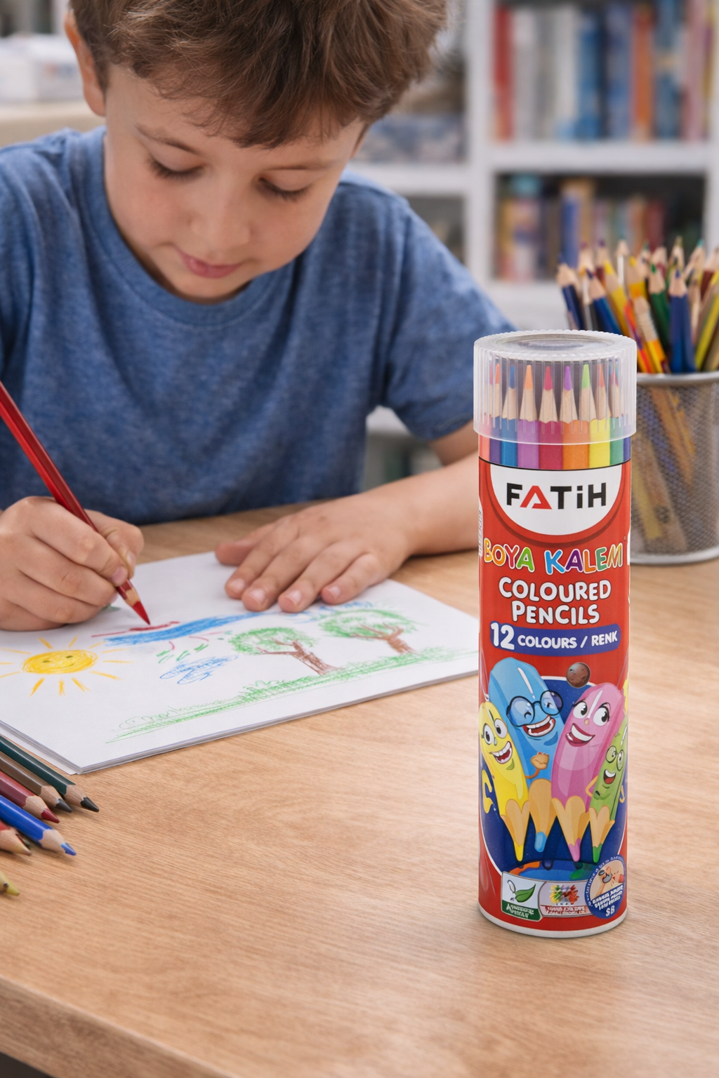 Crayones exagonales 12 colores en tubo de aluminio