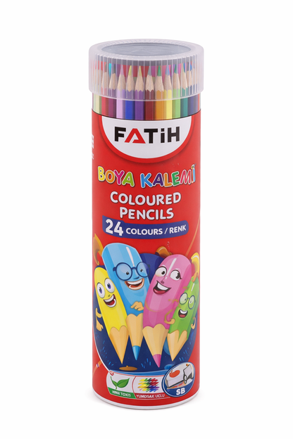 Crayones exagonales Fatih 24 colores en tubo de aluminio