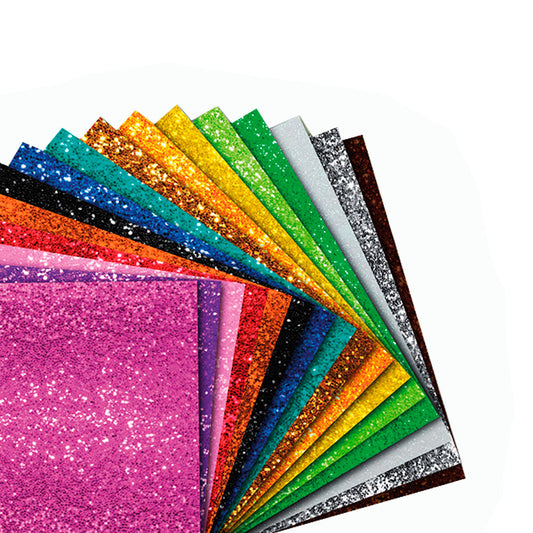 Foamy Escarchado 1/8 extra oficio 25x35 cm PQT 10 unids surtido