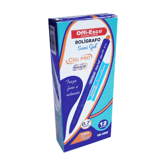Bolígrafo Retráctil OE-056F Semi Gel Clic PRO Azul por Docena
