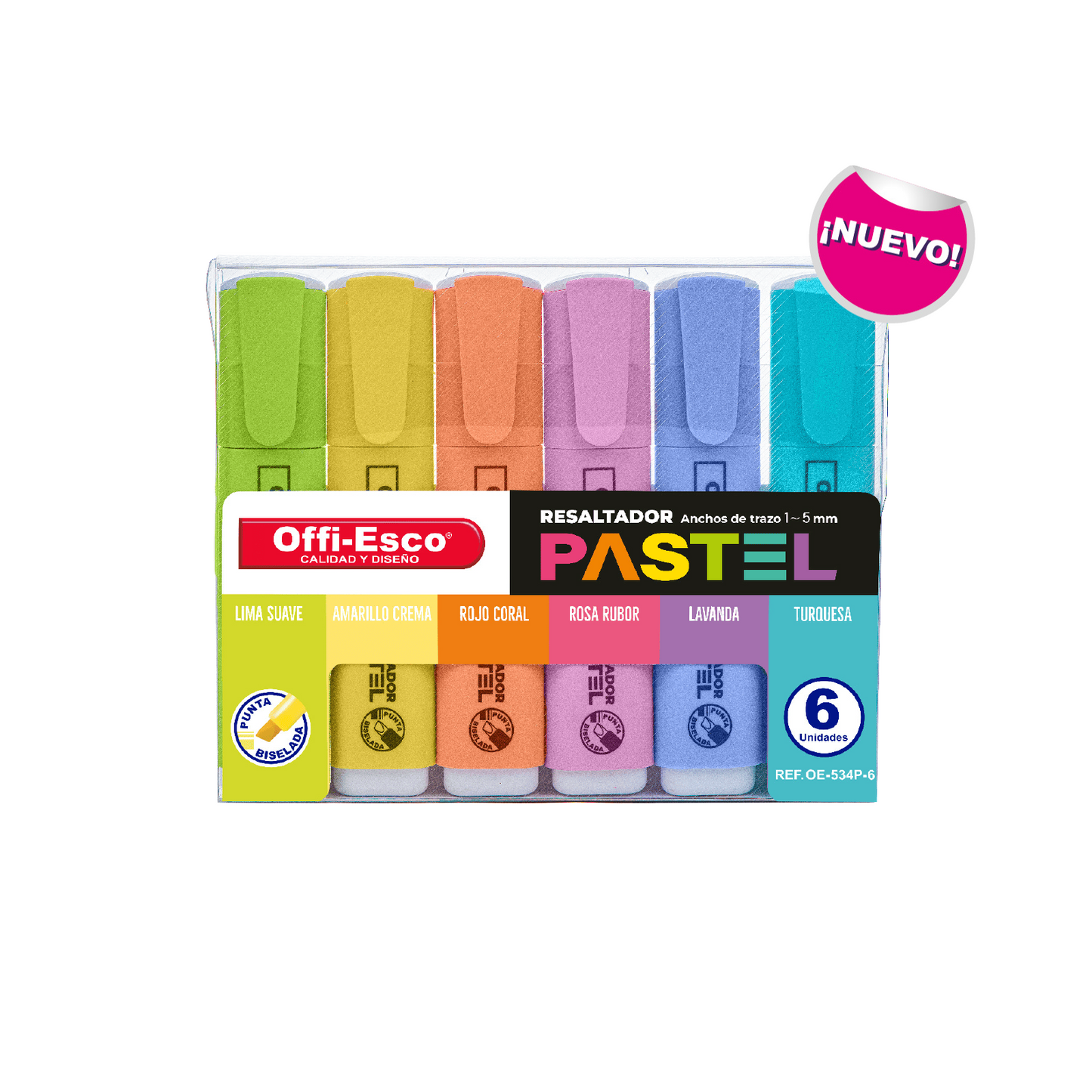 Resaltador Pastel Offi Esco – Estuche de 6 Unidades