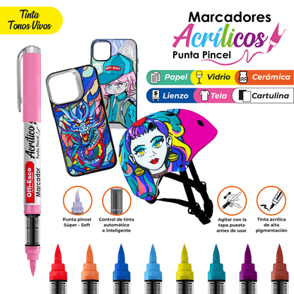 Marcadores Acrílicos Punta Pincel OE-580-12