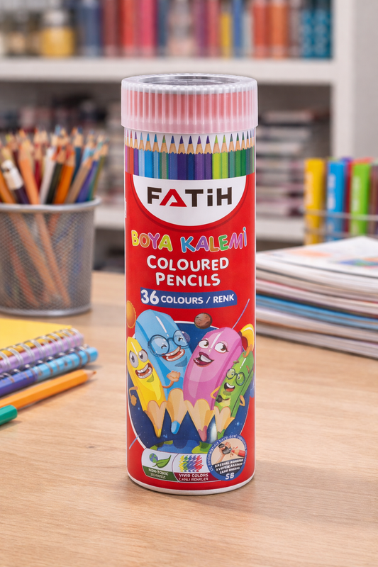 Crayones exagonales Fatih 36 colores en tubo de aluminio