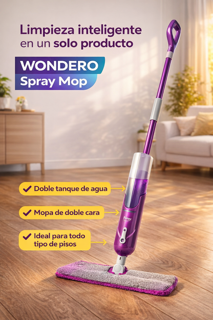 TRAPEADOR DE LIMPIEZA WONDERO SPRAY MOP DE MICROFIBRA DOBLE TANQUE