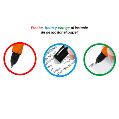 Bolígrafo gel borrable retráctil 0.7 m OE-026 NEGRO