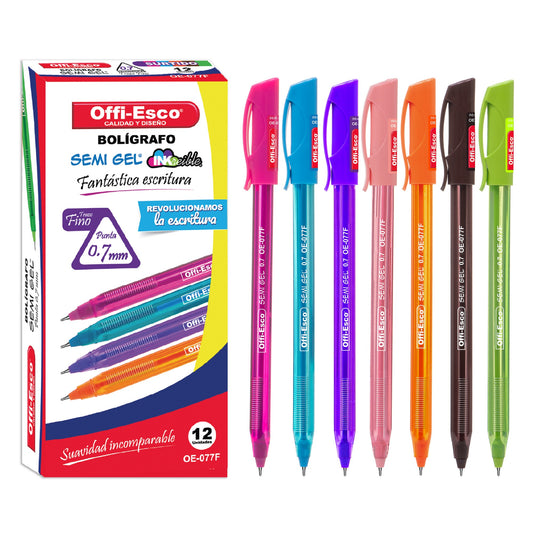 Bolígrafo semi gel 0.7 m OE-077F SURTIDO DOCENA