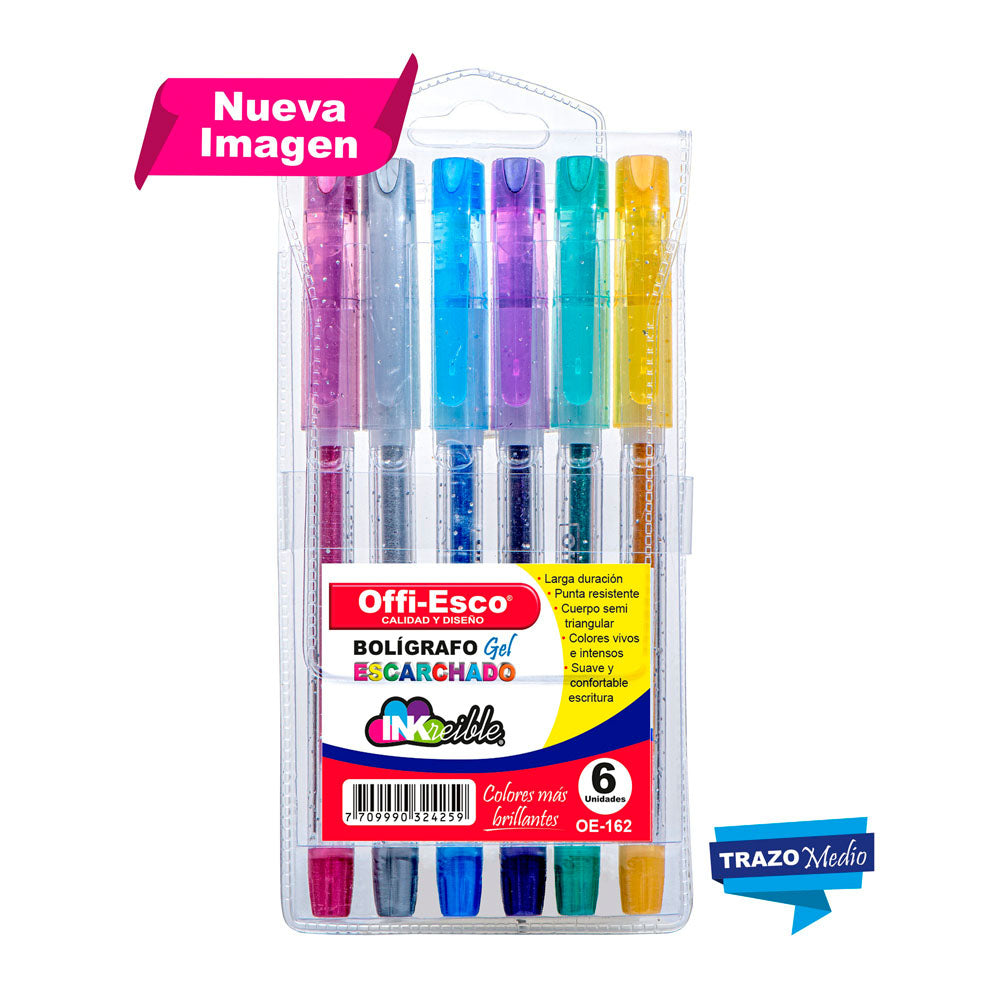 Estuche de bolígrafos de gel escarchado 1.0 m x6 Unidades