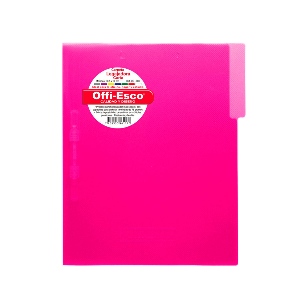 Folder plastico con gancho tamaño carta