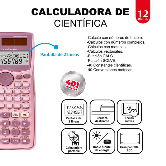 Calculadora científica 12 dígitos – 401 funciones OE-987 OFFIESCO